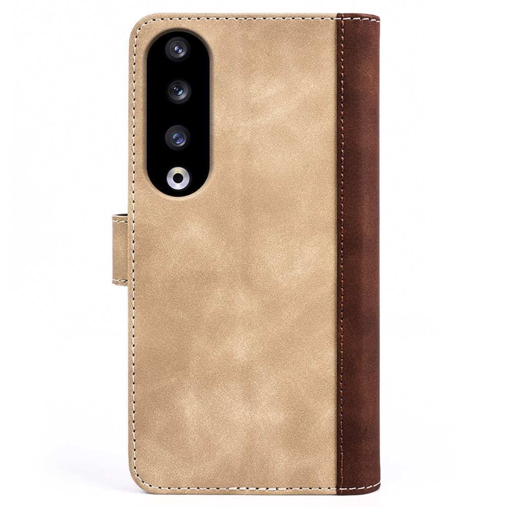 For Honor 90 Pro PU Leather Wallet Phone Cover Dual-color Splicing Anti-drop Stand Case