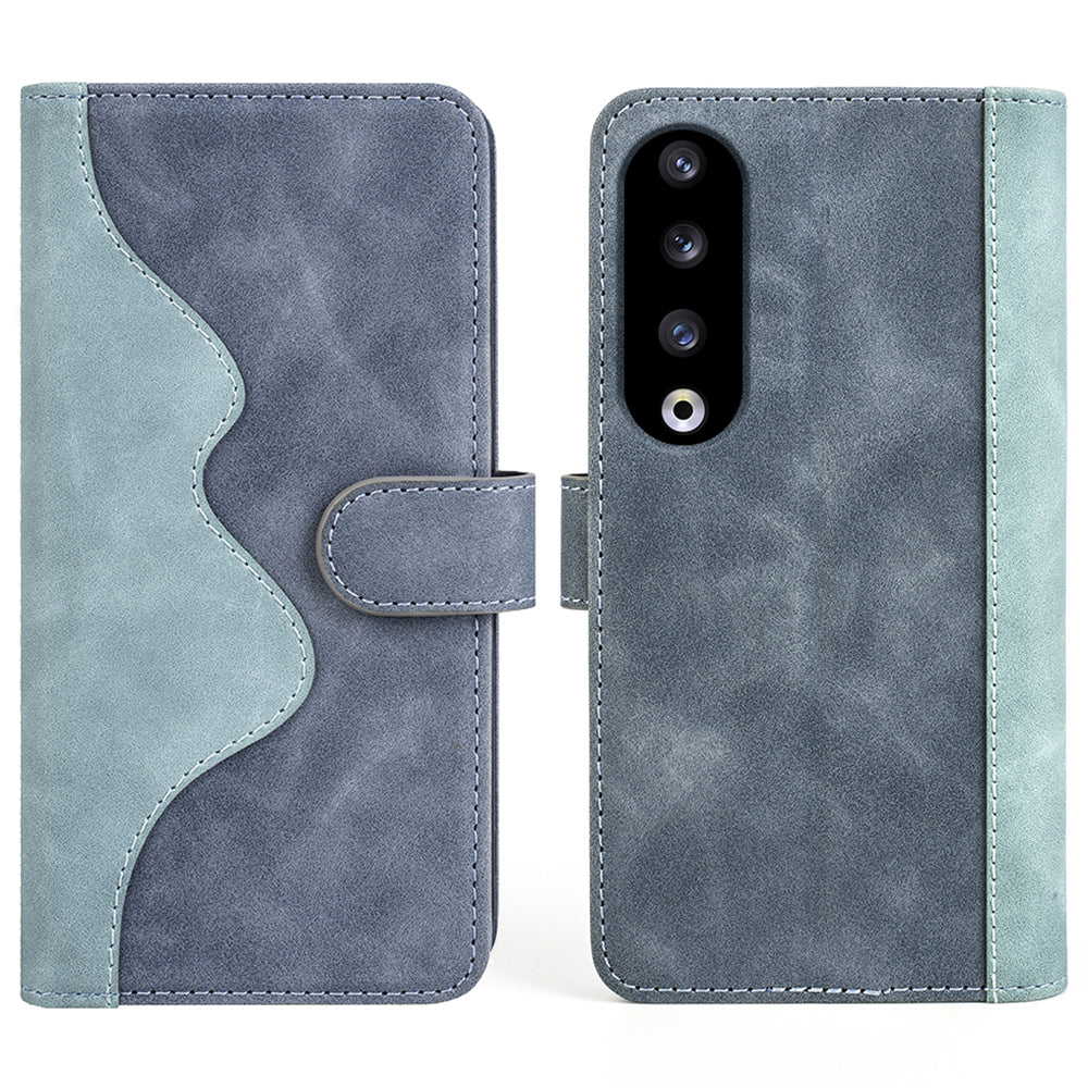 For Honor 90 Pro PU Leather Wallet Phone Cover Dual-color Splicing Anti-drop Stand Case