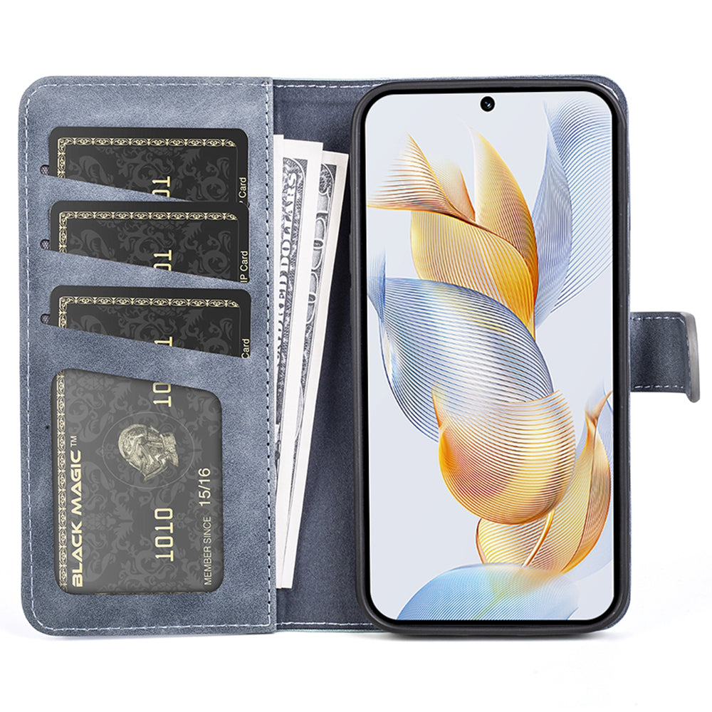 For Honor 90 Pro PU Leather Wallet Phone Cover Dual-color Splicing Anti-drop Stand Case