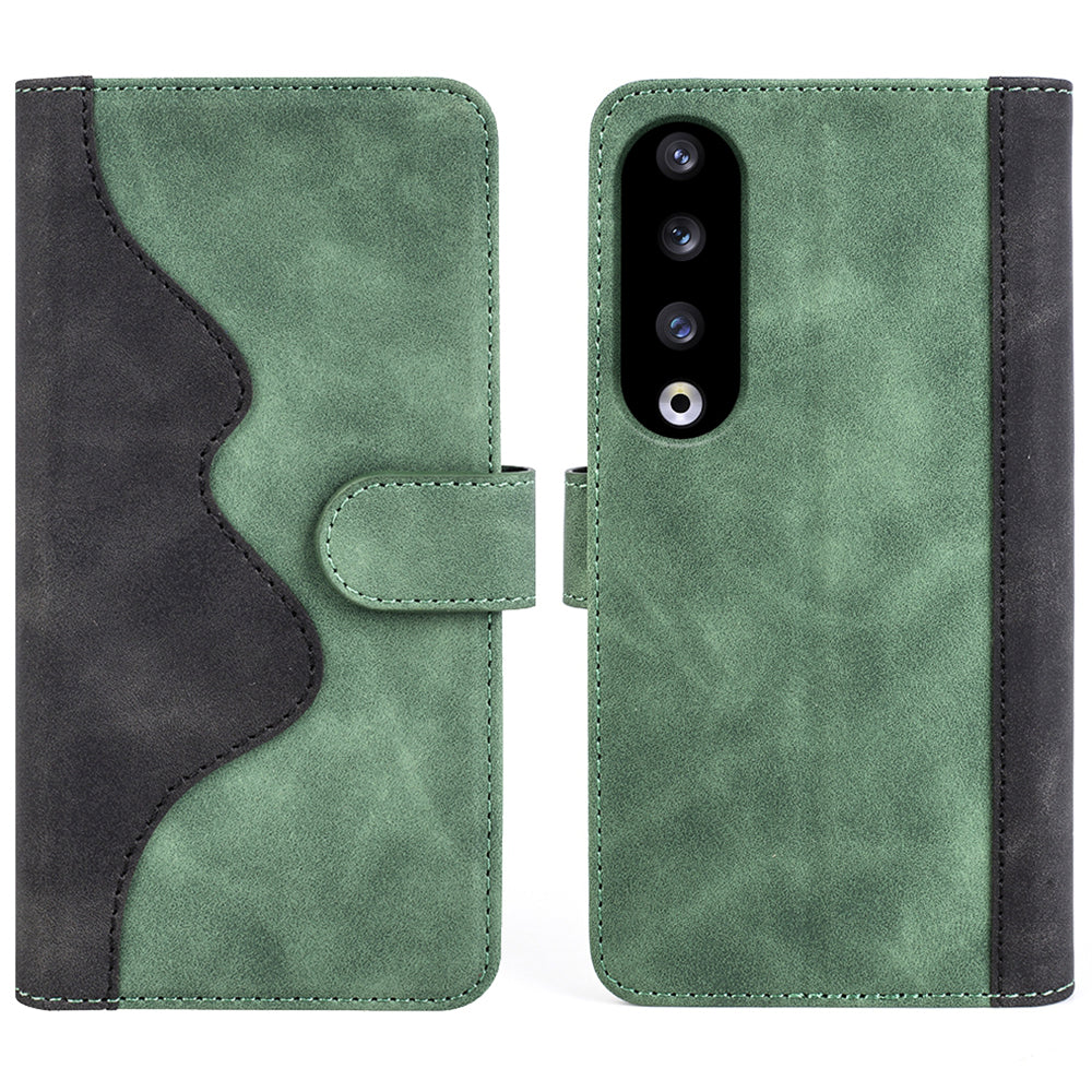 For Honor 90 Pro PU Leather Wallet Phone Cover Dual-color Splicing Anti-drop Stand Case