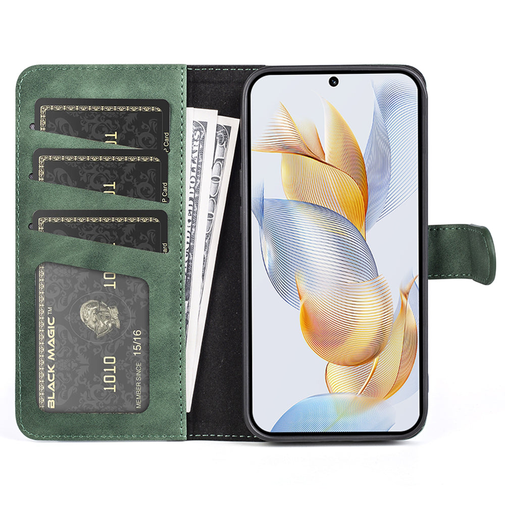 For Honor 90 Pro PU Leather Wallet Phone Cover Dual-color Splicing Anti-drop Stand Case