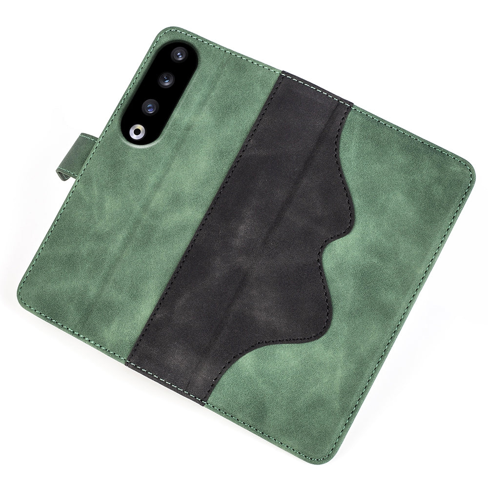 For Honor 90 Pro PU Leather Wallet Phone Cover Dual-color Splicing Anti-drop Stand Case