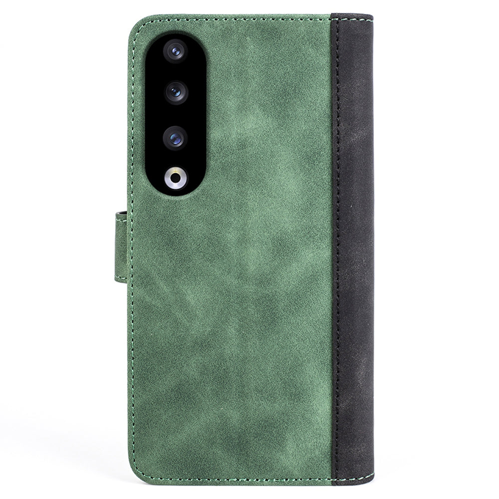For Honor 90 Pro PU Leather Wallet Phone Cover Dual-color Splicing Anti-drop Stand Case
