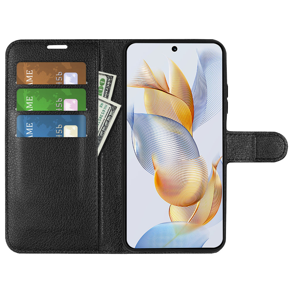 For Honor 90 Pro Litchi Texture Wallet PU Leather Phone Case Shockproof Stand Cover