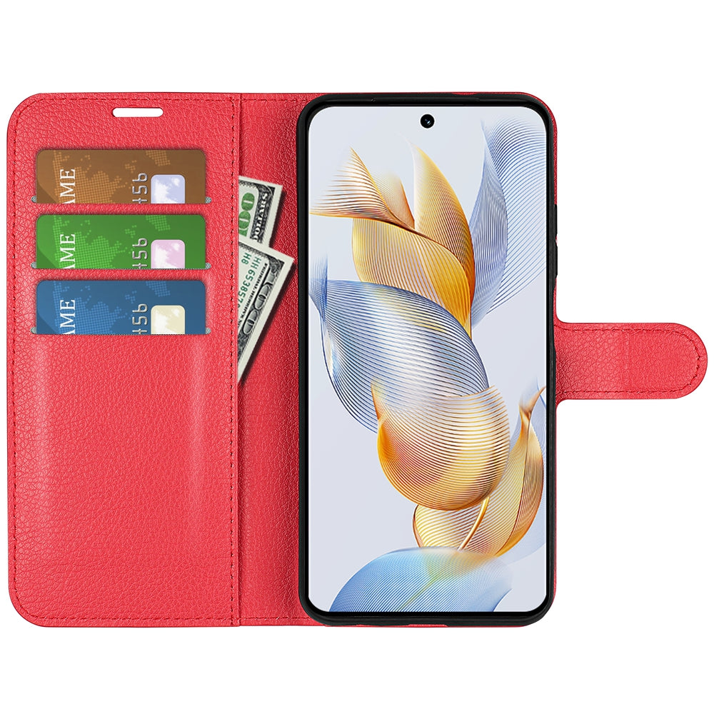 For Honor 90 Pro Litchi Texture Wallet PU Leather Phone Case Shockproof Stand Cover