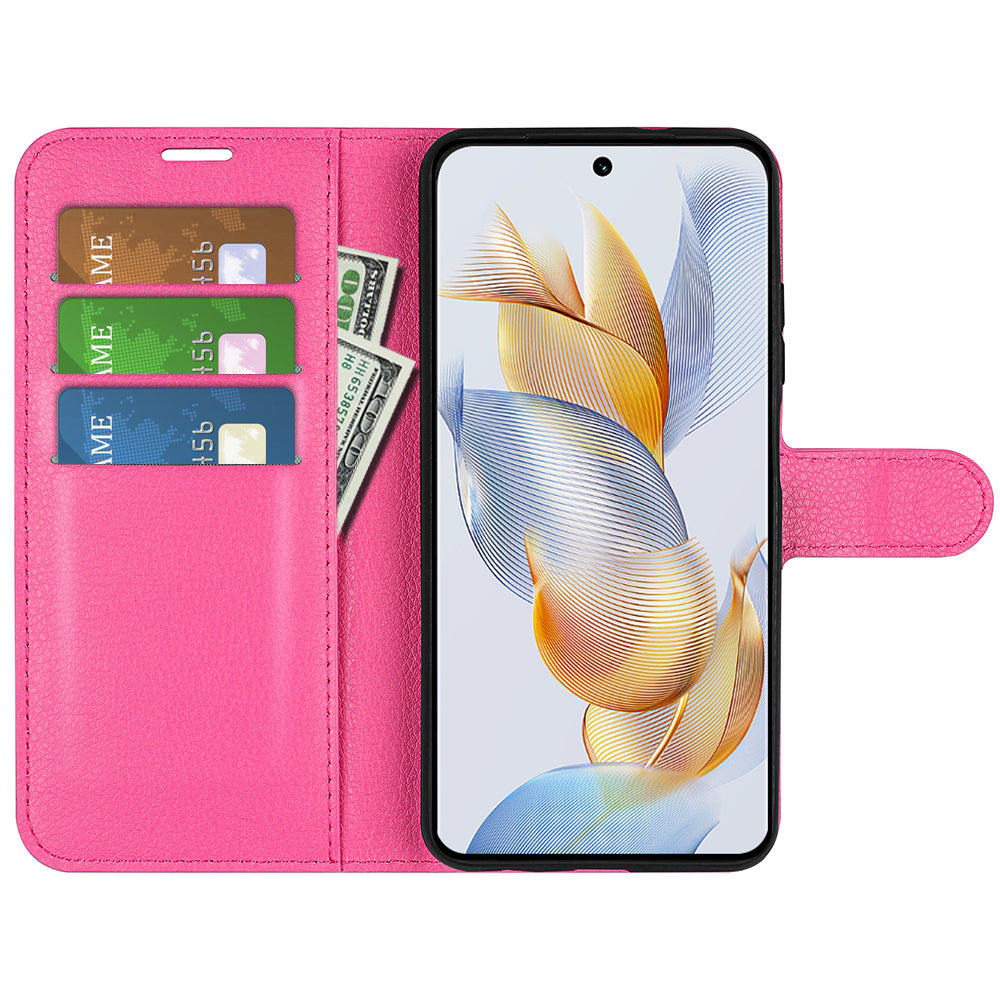 For Honor 90 Pro Litchi Texture Wallet PU Leather Phone Case Shockproof Stand Cover
