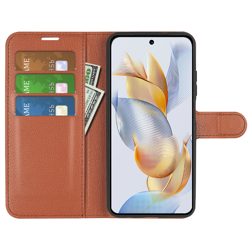 For Honor 90 Pro Litchi Texture Wallet PU Leather Phone Case Shockproof Stand Cover