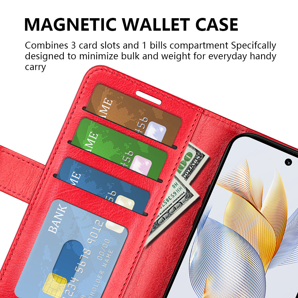 For Honor 90 Pro Crazy Horse Texture Phone Wallet Case PU Leather Anti-scratch Stand Cover