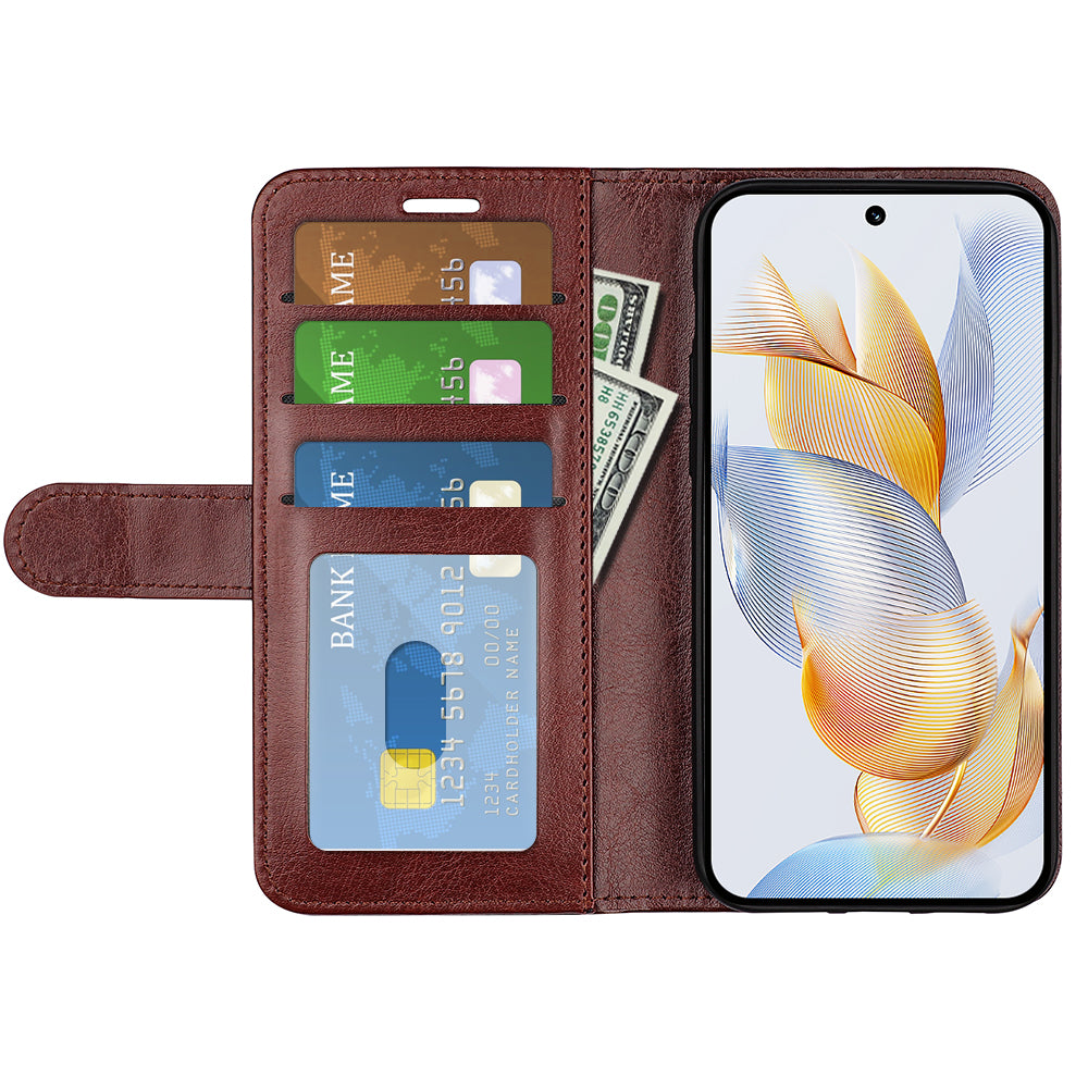 For Honor 90 Pro Crazy Horse Texture Phone Wallet Case PU Leather Anti-scratch Stand Cover