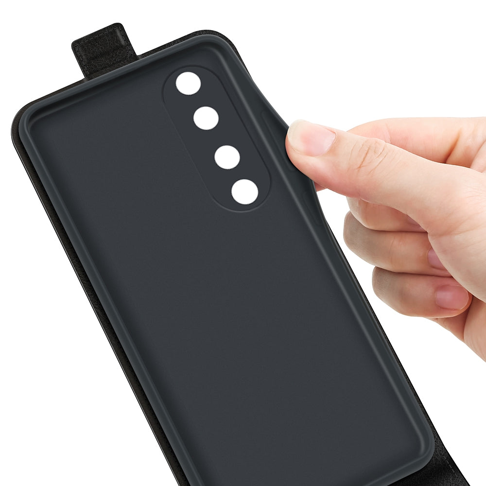 For Honor 90 Pro PU Leather Phone Case with Card Holder Vertical Flip Protective Phone Cover