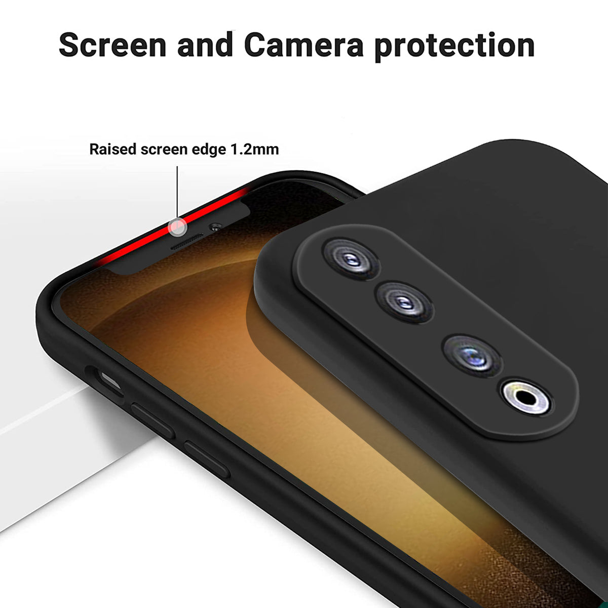 For Honor 90 Pro Liquid Silicone Phone Cover Soft Lining Protective Case with Strap