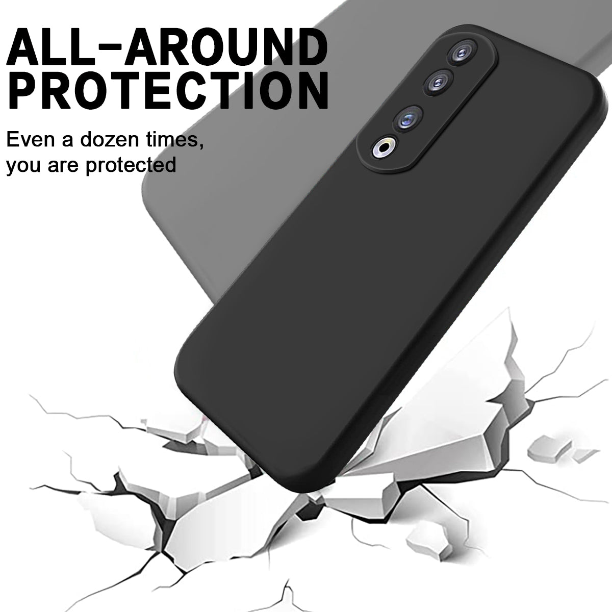 For Honor 90 Pro Liquid Silicone Phone Cover Soft Lining Protective Case with Strap