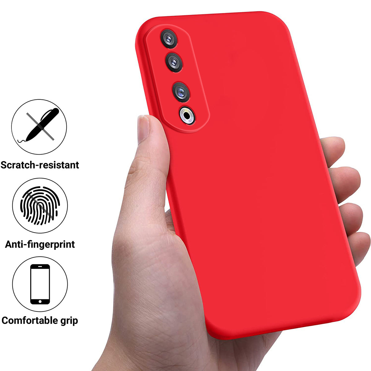 For Honor 90 Pro Liquid Silicone Phone Cover Soft Lining Protective Case with Strap
