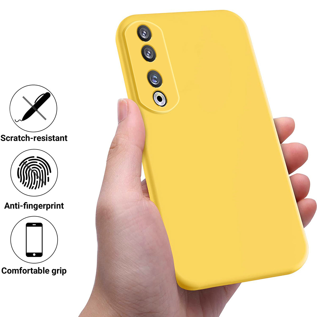 For Honor 90 Pro Liquid Silicone Phone Cover Soft Lining Protective Case with Strap