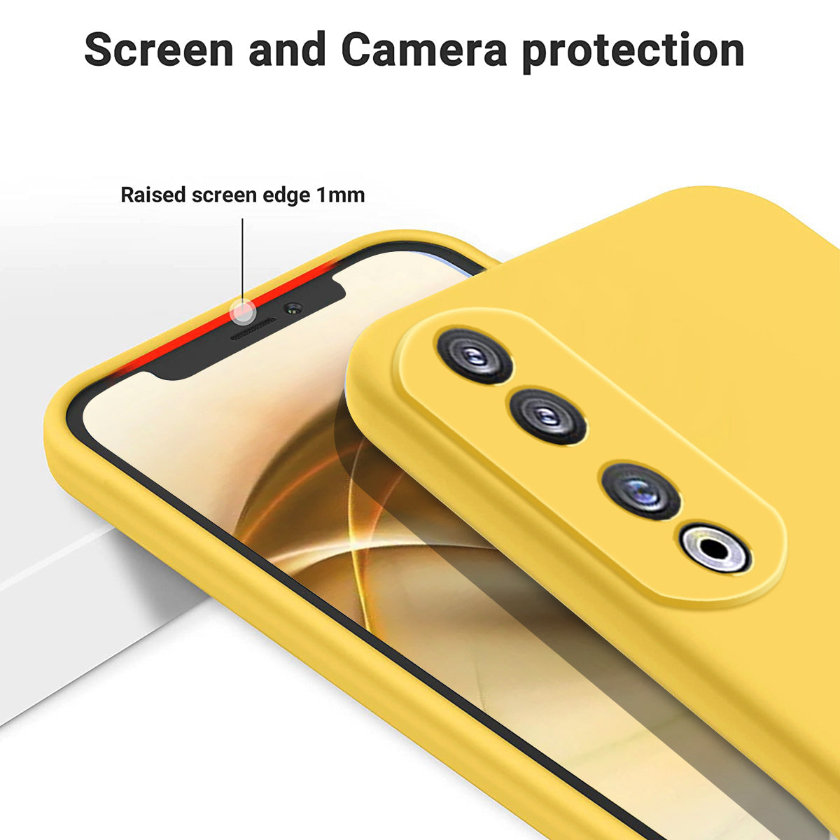 For Honor 90 Pro Liquid Silicone Phone Cover Soft Lining Protective Case with Strap