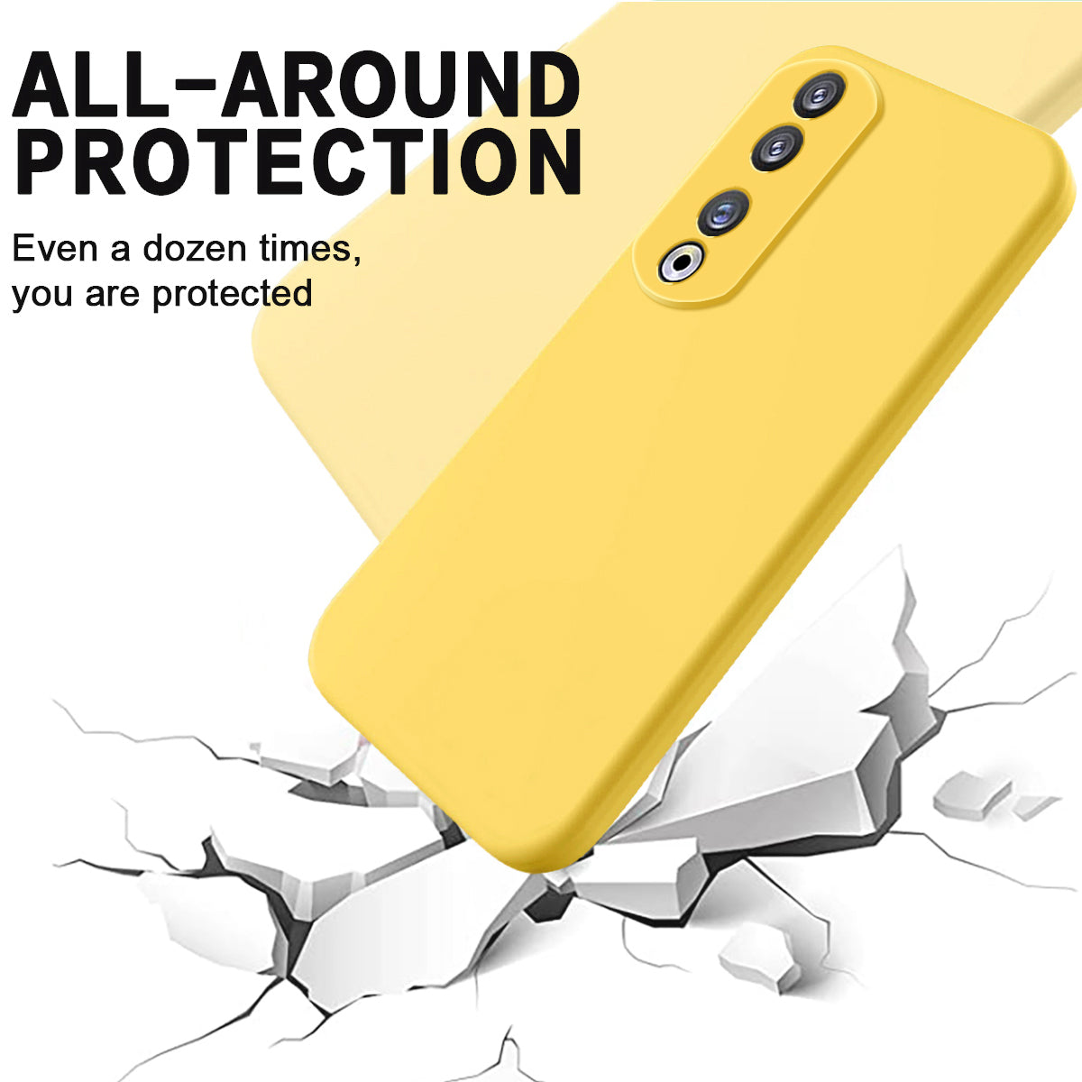 For Honor 90 Pro Liquid Silicone Phone Cover Soft Lining Protective Case with Strap