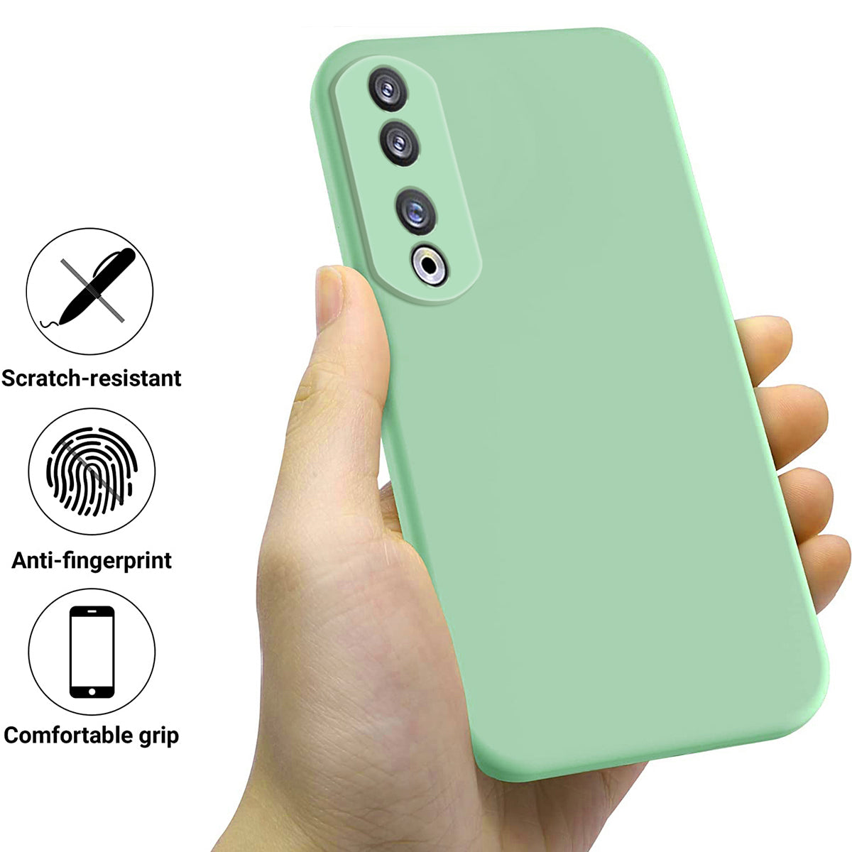 For Honor 90 Pro Liquid Silicone Phone Cover Soft Lining Protective Case with Strap