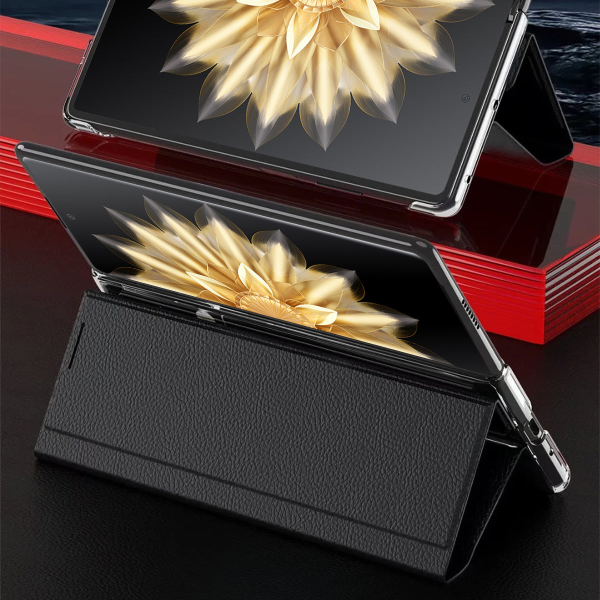 For Honor Magic V2 5G View Window Business Phone Case PU Leather Stand Flip Cover