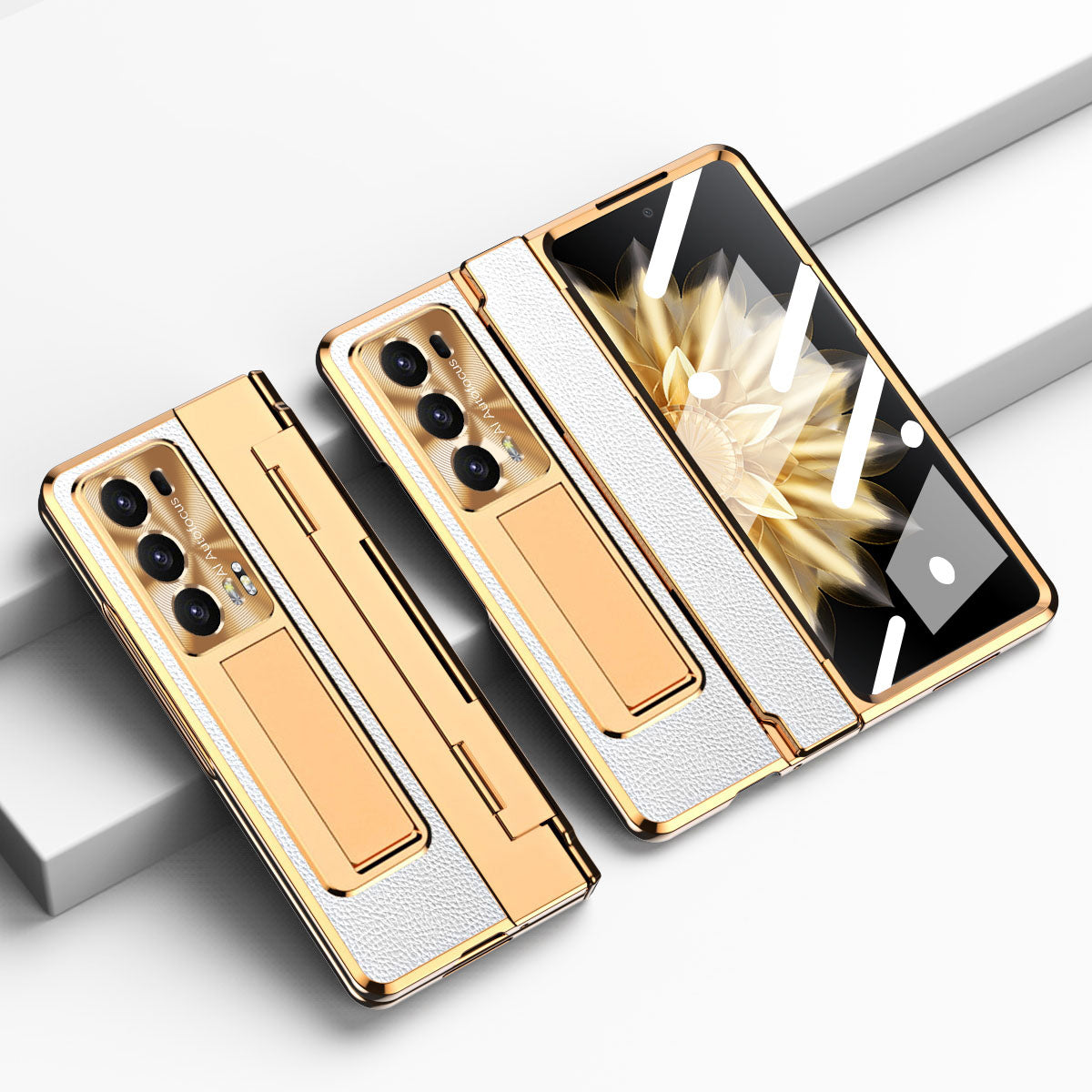 For Honor Magic V2 5G Kickstand Cell Phone Shell Hard PC Cover Case with Tempered Glass Screen Film
