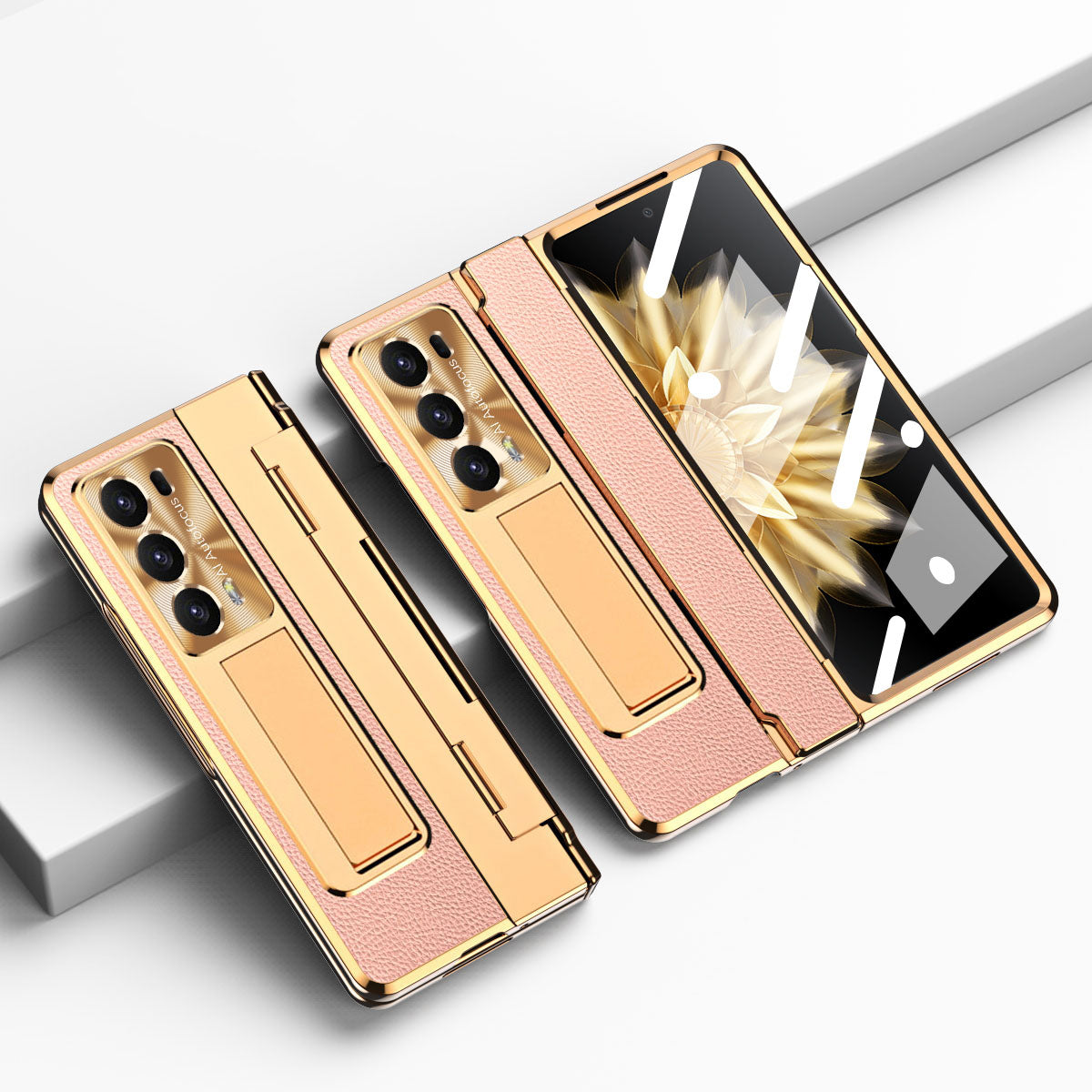 For Honor Magic V2 5G Kickstand Cell Phone Shell Hard PC Cover Case with Tempered Glass Screen Film