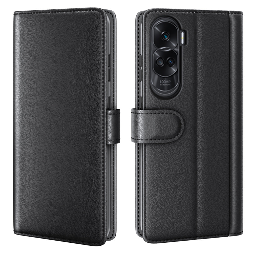 For Honor 90 Lite 5G / X50i 5G Shockproof Phone Case Genuine Split Leather Wallet Stand Cover