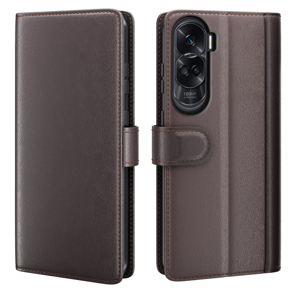 For Honor 90 Lite 5G / X50i 5G Shockproof Phone Case Genuine Split Leather Wallet Stand Cover