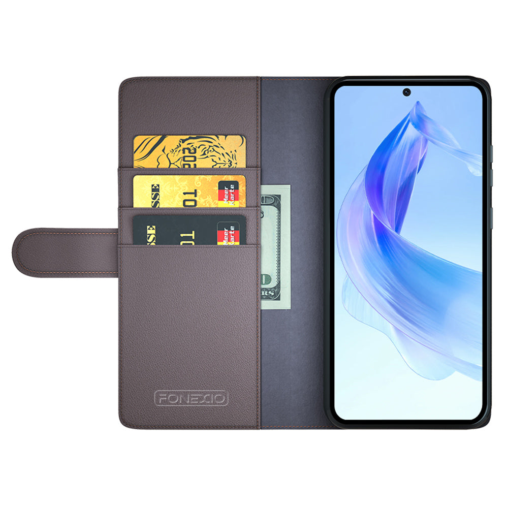 For Honor 90 Lite 5G / X50i 5G Shockproof Phone Case Genuine Split Leather Wallet Stand Cover