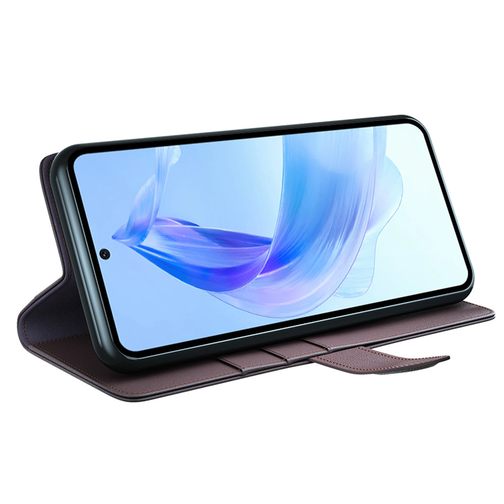For Honor 90 Lite 5G / X50i 5G Shockproof Phone Case Genuine Split Leather Wallet Stand Cover