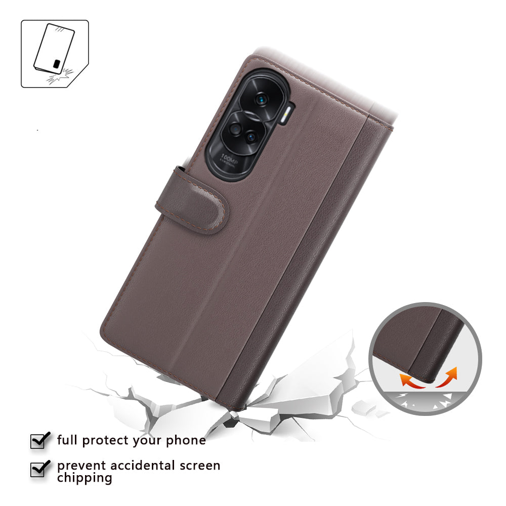 For Honor 90 Lite 5G / X50i 5G Shockproof Phone Case Genuine Split Leather Wallet Stand Cover