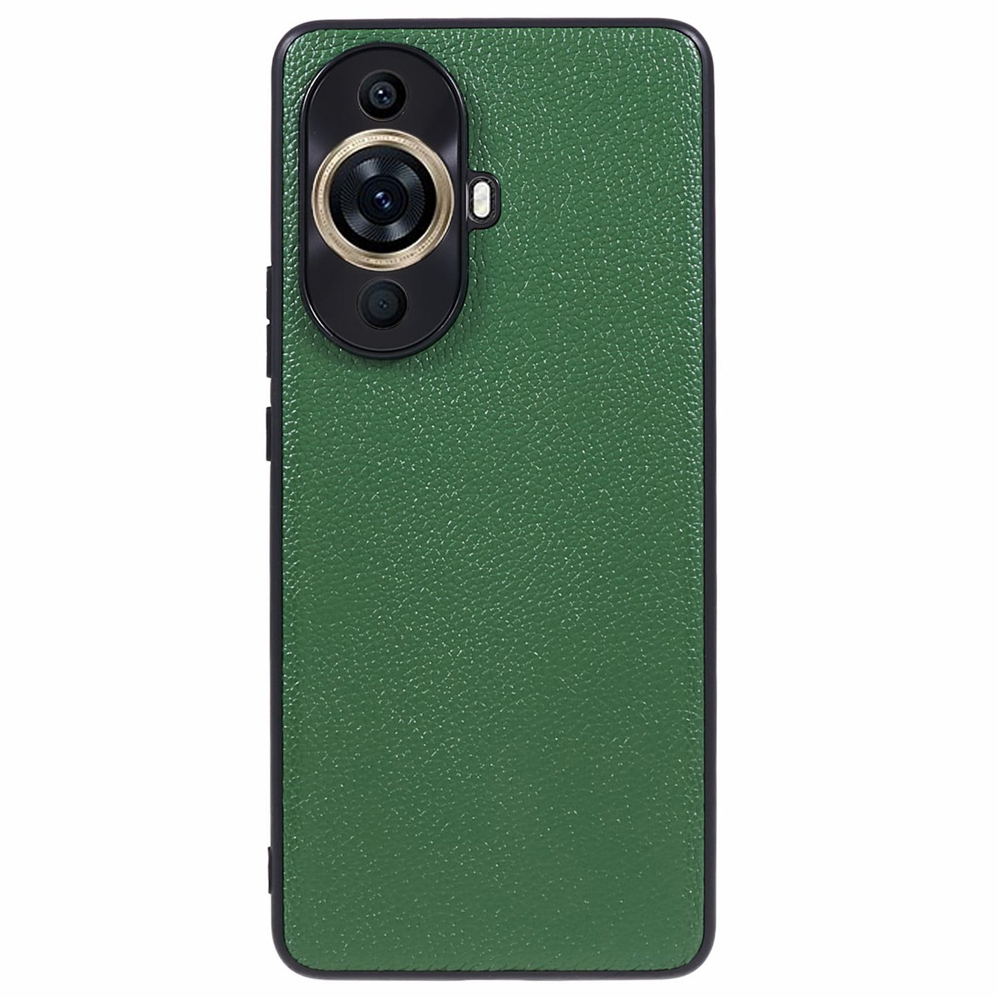 For Huawei nova 11 Pro / nova 11 Ultra Litchi Texture Phone Case Genuine Cow Leather + PC+TPU Cover with Metal Camera Guard