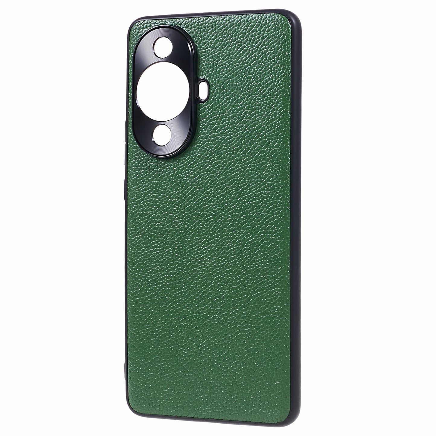 For Huawei nova 11 Pro / nova 11 Ultra Litchi Texture Phone Case Genuine Cow Leather + PC+TPU Cover with Metal Camera Guard