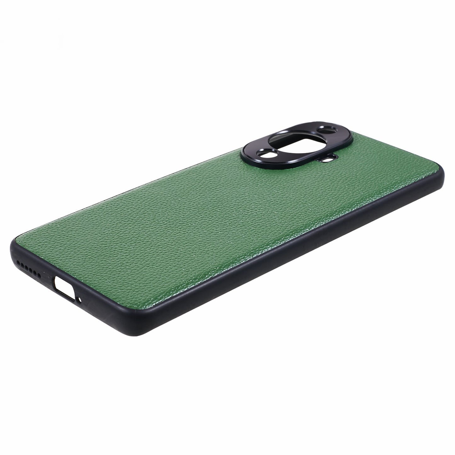For Huawei nova 11 Pro / nova 11 Ultra Litchi Texture Phone Case Genuine Cow Leather + PC+TPU Cover with Metal Camera Guard