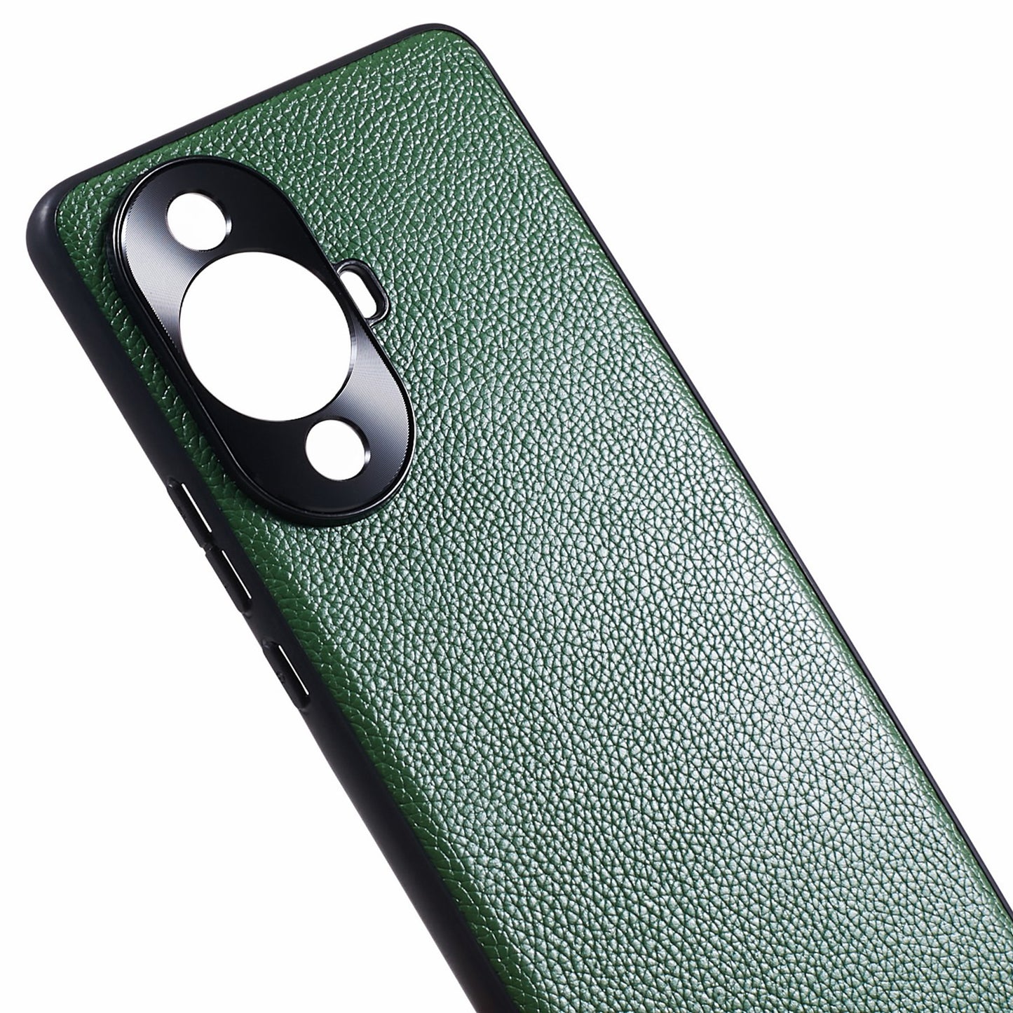 For Huawei nova 11 Pro / nova 11 Ultra Litchi Texture Phone Case Genuine Cow Leather + PC+TPU Cover with Metal Camera Guard
