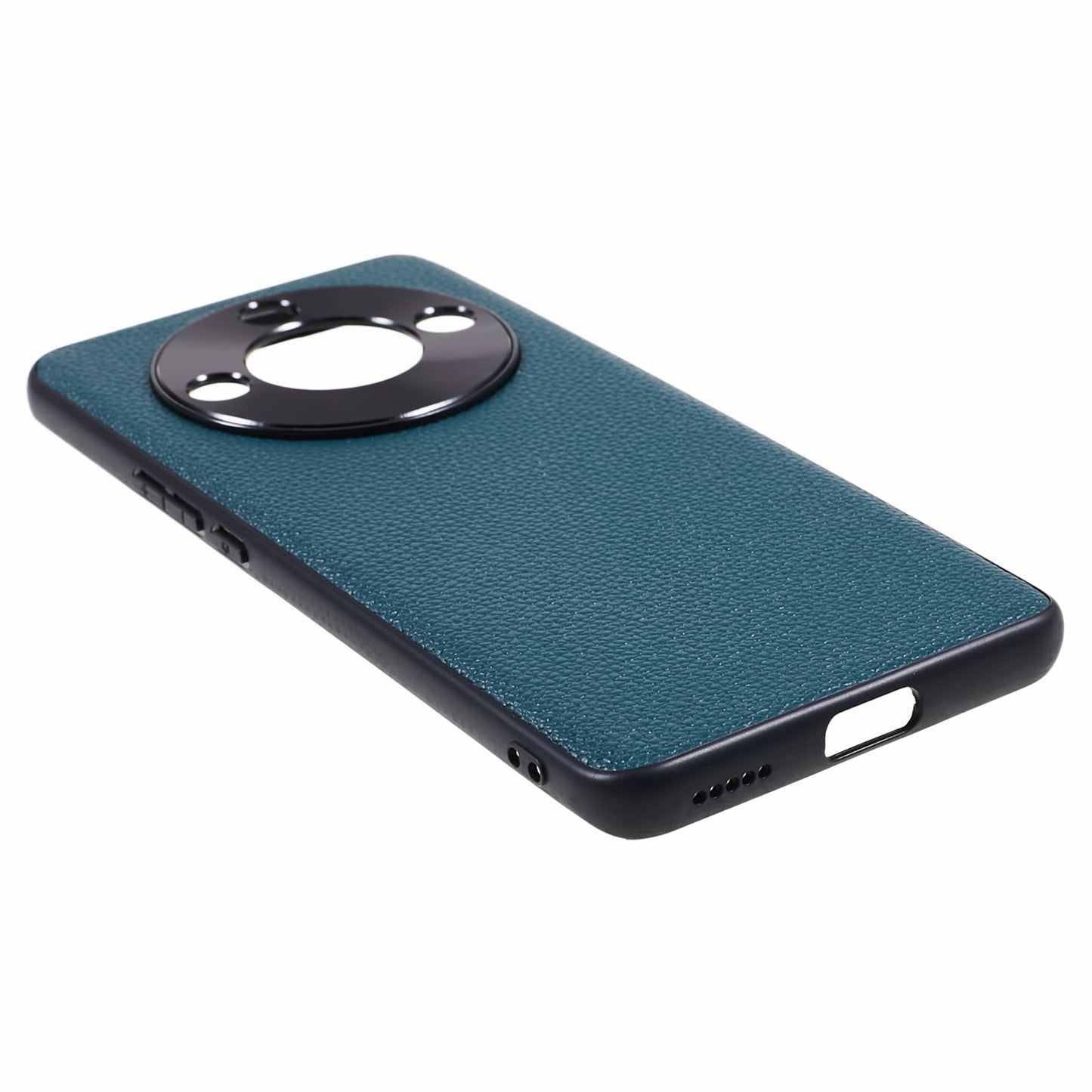 For Honor X50 Genuine Cow Leather Coated PC+TPU Case Metal Camera Frame Litchi Texture Phone Cover