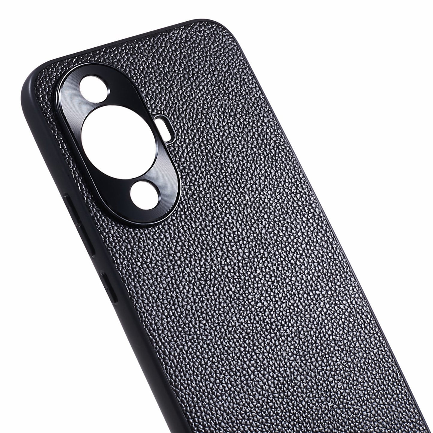 For Huawei nova 11 Camera Protection Phone Case Genuine Cow Leather+PC+TPU Shockproof Cover