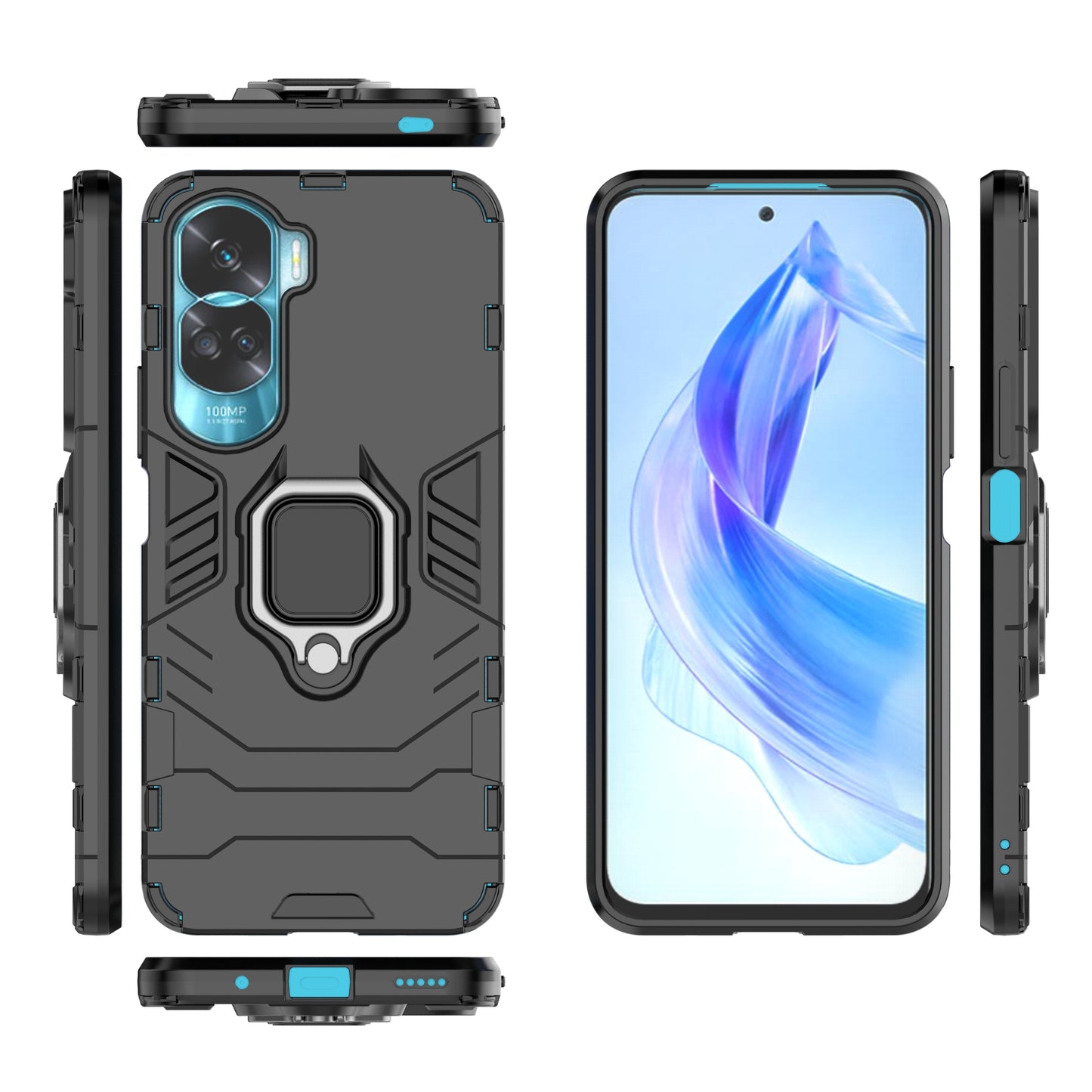 For Honor 90 Lite 5G / X50i 5G Protective Cover Ring Holder Kickstand TPU+PC Phone Case