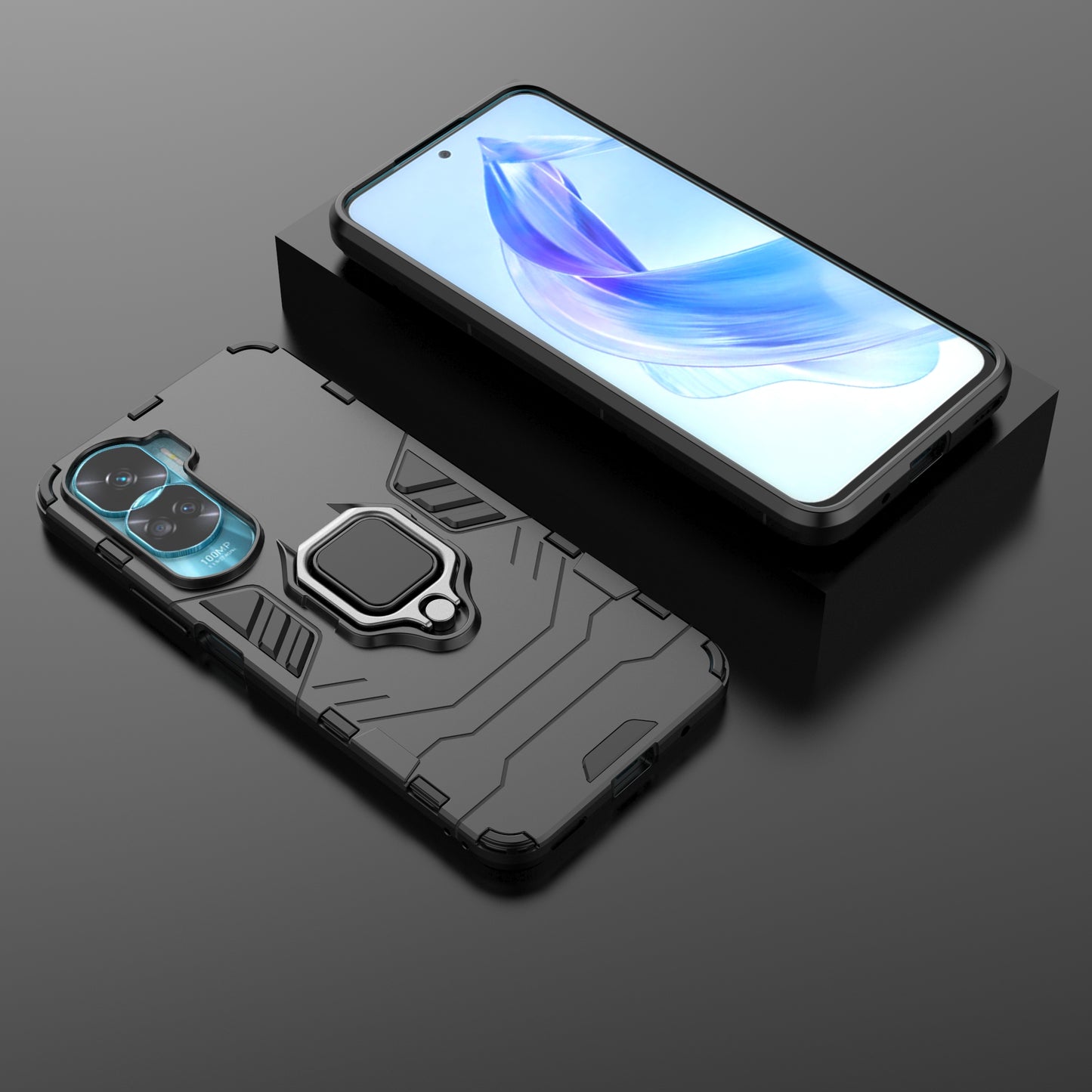 For Honor 90 Lite 5G / X50i 5G Protective Cover Ring Holder Kickstand TPU+PC Phone Case