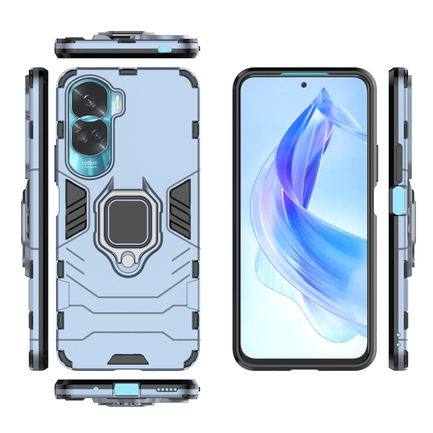 For Honor 90 Lite 5G / X50i 5G Protective Cover Ring Holder Kickstand TPU+PC Phone Case