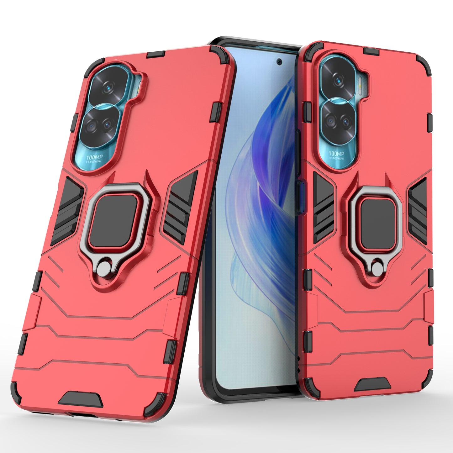 For Honor 90 Lite 5G / X50i 5G Protective Cover Ring Holder Kickstand TPU+PC Phone Case