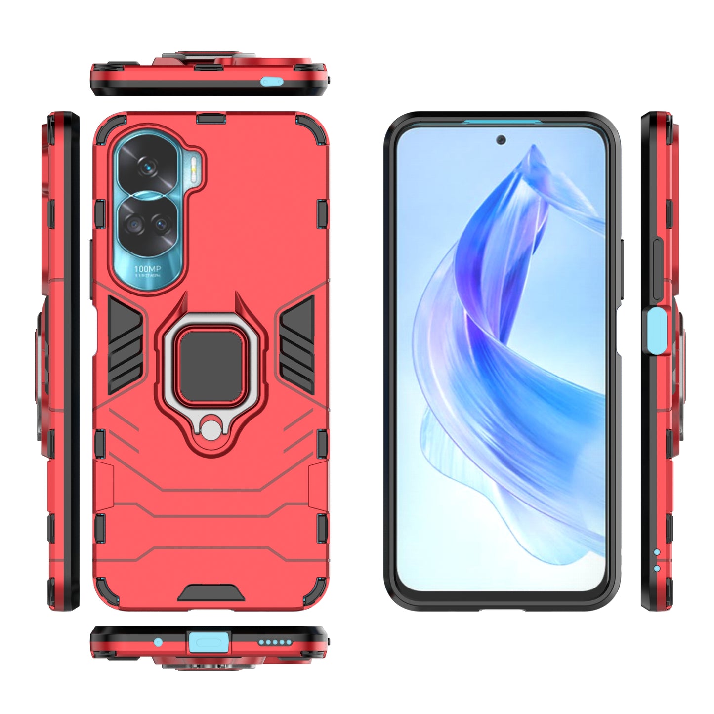 For Honor 90 Lite 5G / X50i 5G Protective Cover Ring Holder Kickstand TPU+PC Phone Case