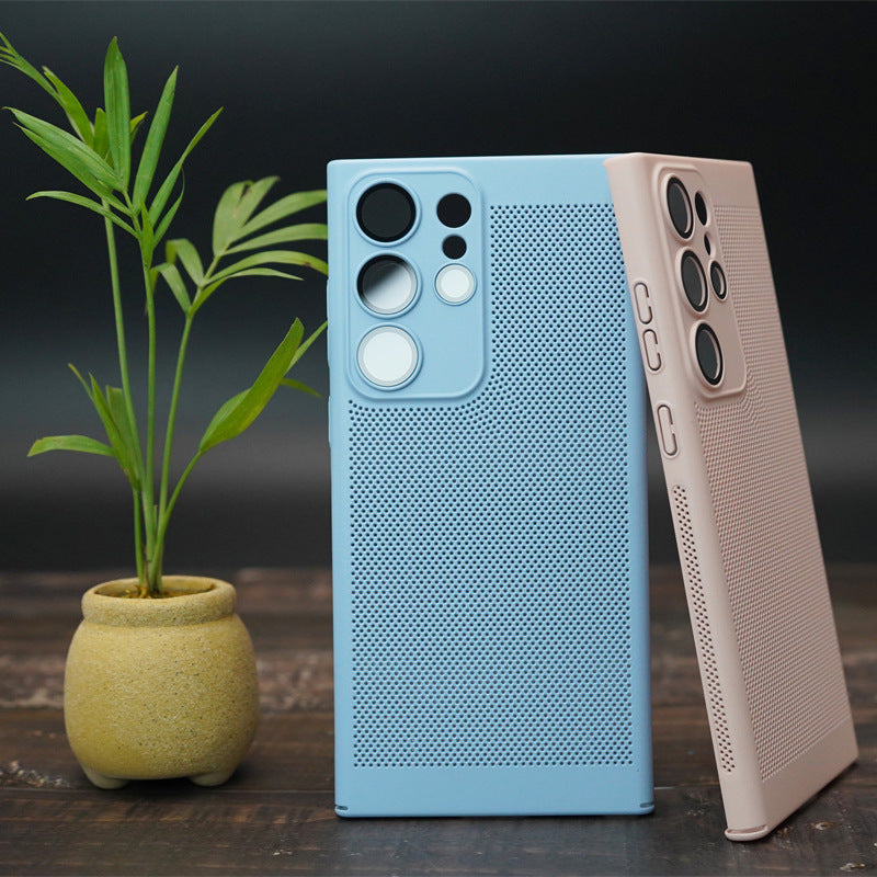 For Samsung Galaxy S23 Ultra Breathable Heat Dissipating Mesh Phone Case Hard PC Slim Phone Cover