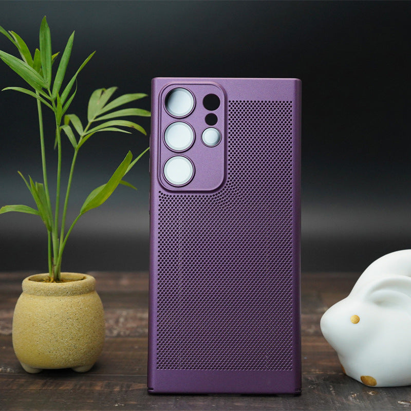 For Samsung Galaxy S23 Ultra Breathable Heat Dissipating Mesh Phone Case Hard PC Slim Phone Cover