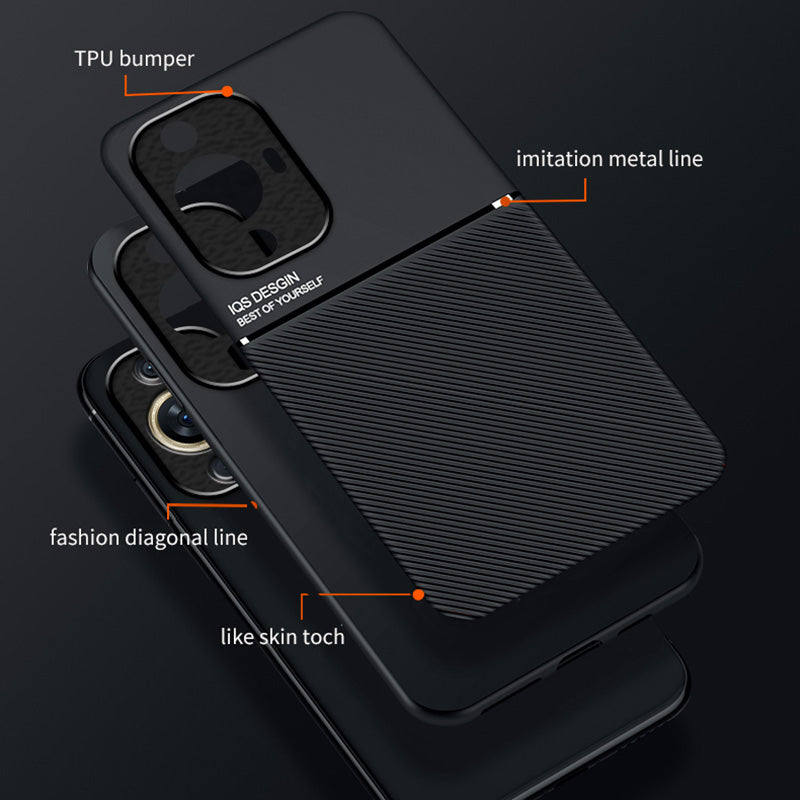 For Huawei nova 11 PU Leather+TPU Case Phone Cover with Built-in Magnetic Holder Metal Sheet