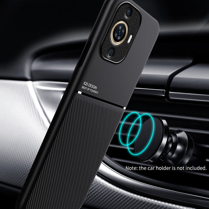 For Huawei nova 11 PU Leather+TPU Case Phone Cover with Built-in Magnetic Holder Metal Sheet