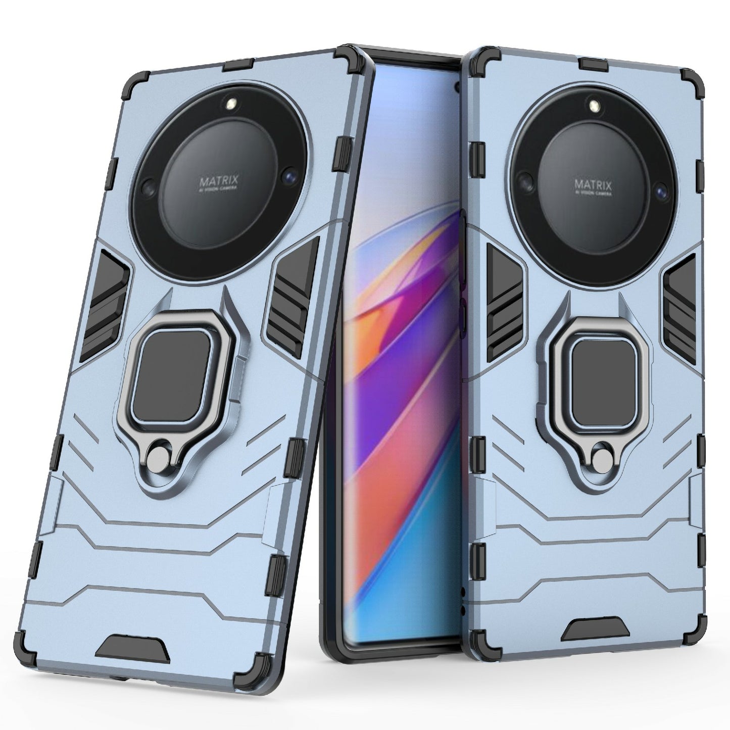 For Honor X40 5G / X9a 5G / Magic5 Lite 5G Ring Holder Kickstand Back Cover TPU+PC Anti-drop Phone Case