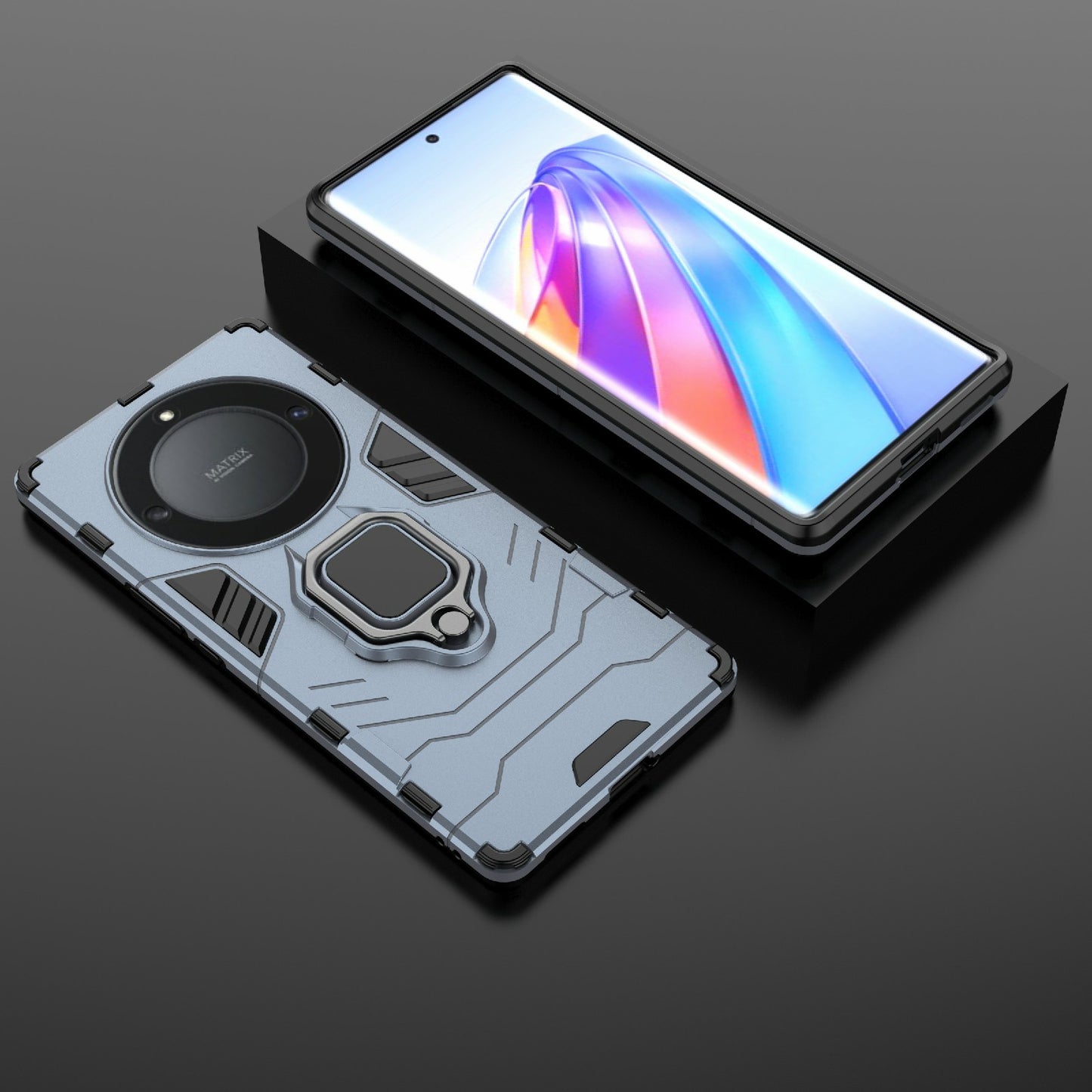 For Honor X40 5G / X9a 5G / Magic5 Lite 5G Ring Holder Kickstand Back Cover TPU+PC Anti-drop Phone Case