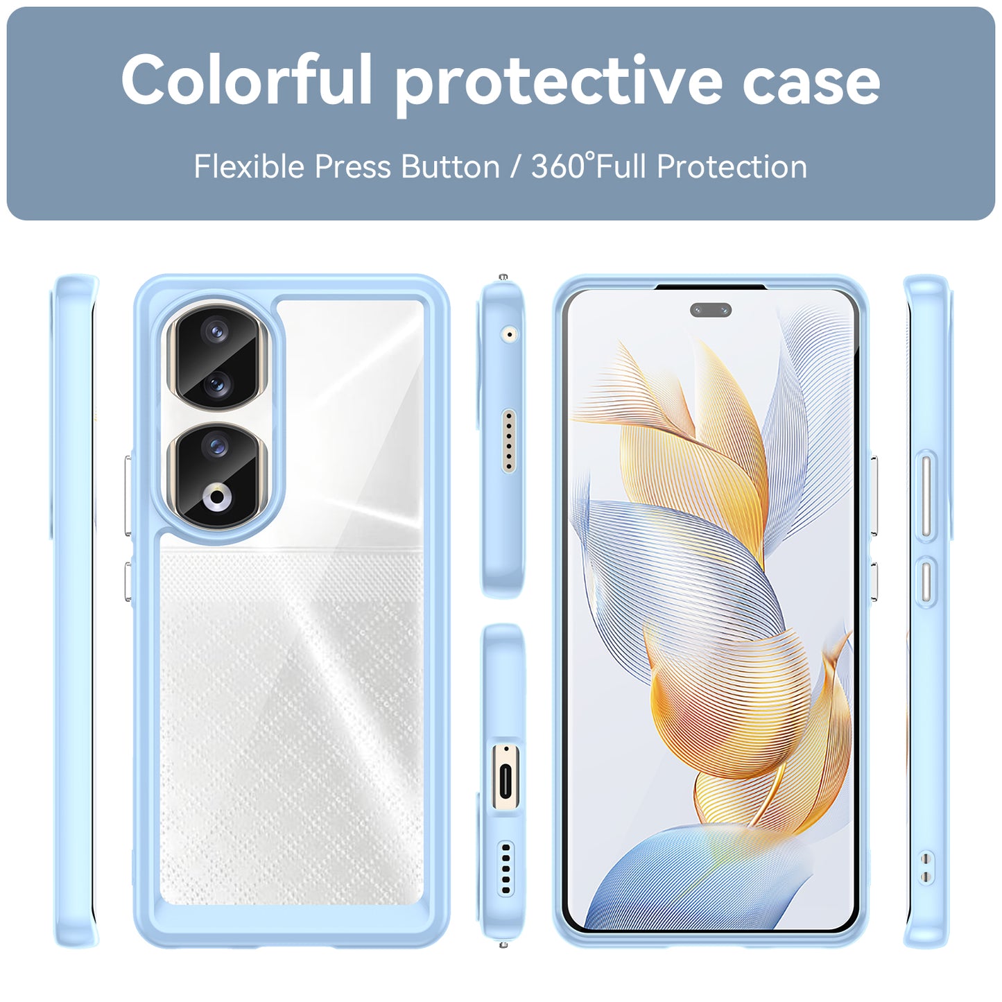 For Honor 90 Pro TPU+Acrylic Hybrid Phone Case Clear Back Protective Cover