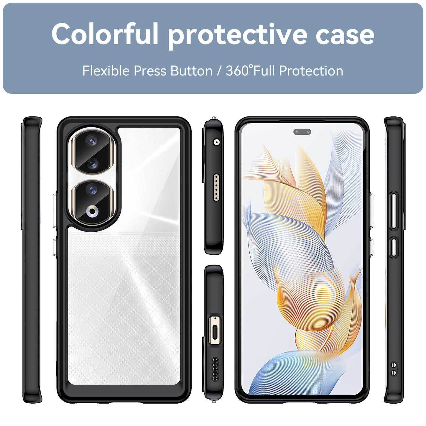 For Honor 90 Pro TPU+Acrylic Hybrid Phone Case Clear Back Protective Cover