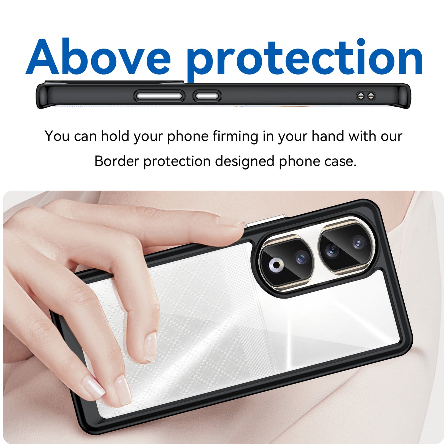 For Honor 90 Pro TPU+Acrylic Hybrid Phone Case Clear Back Protective Cover