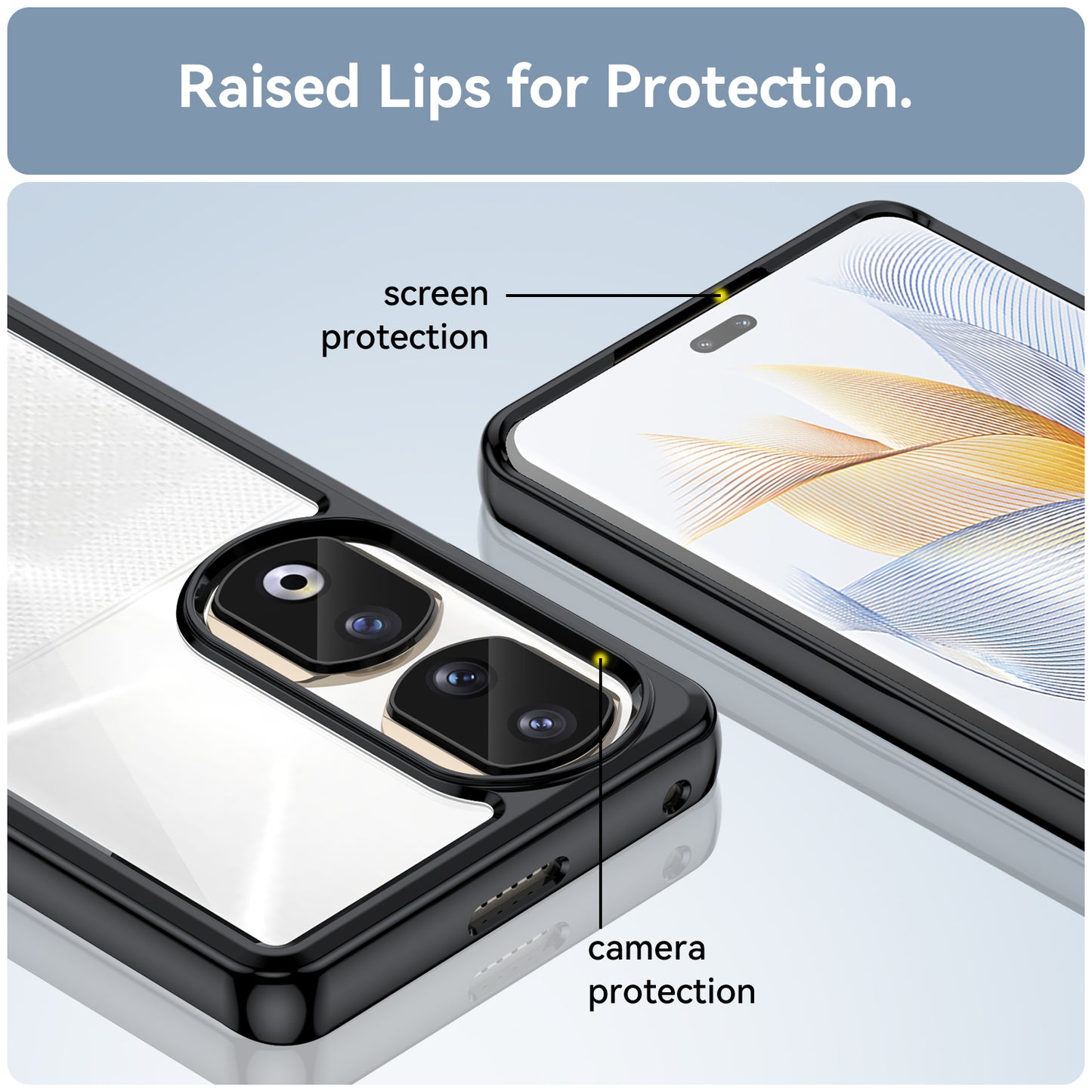 For Honor 90 Pro TPU+Acrylic Hybrid Phone Case Clear Back Protective Cover